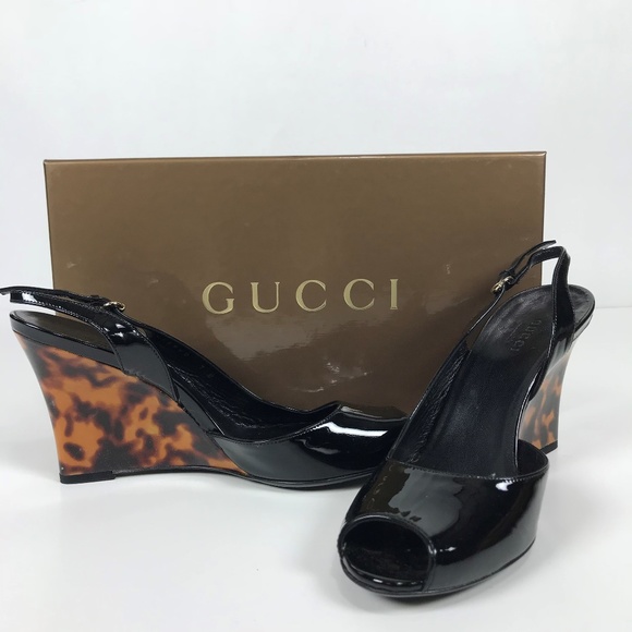Gucci Patent Leather and Leopard Heel size 7 - Picture 1 of 6